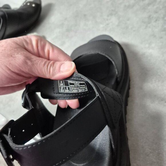 6 Dr. Martens Voss Hydro Black Air Wair Platform Sandals - Picture 11 of 13